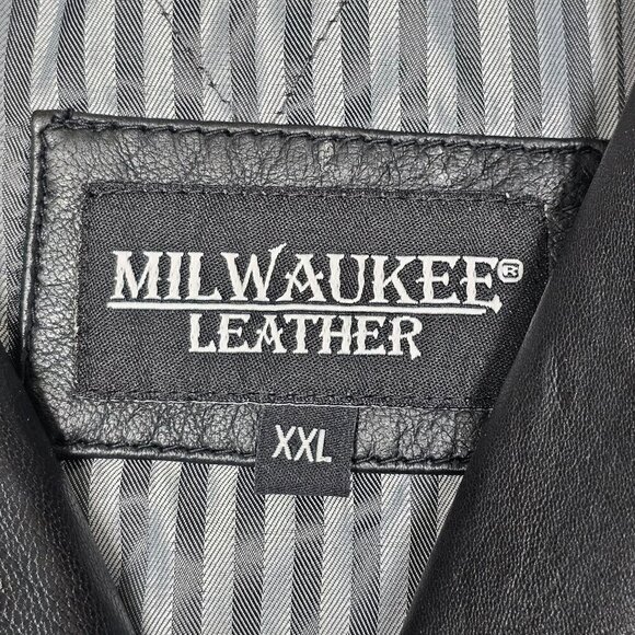 Vintage Milwaukee Leather Mens Black Genuine Leather Coat Jacket Oversized‎ XXL - Picture 4 of 13